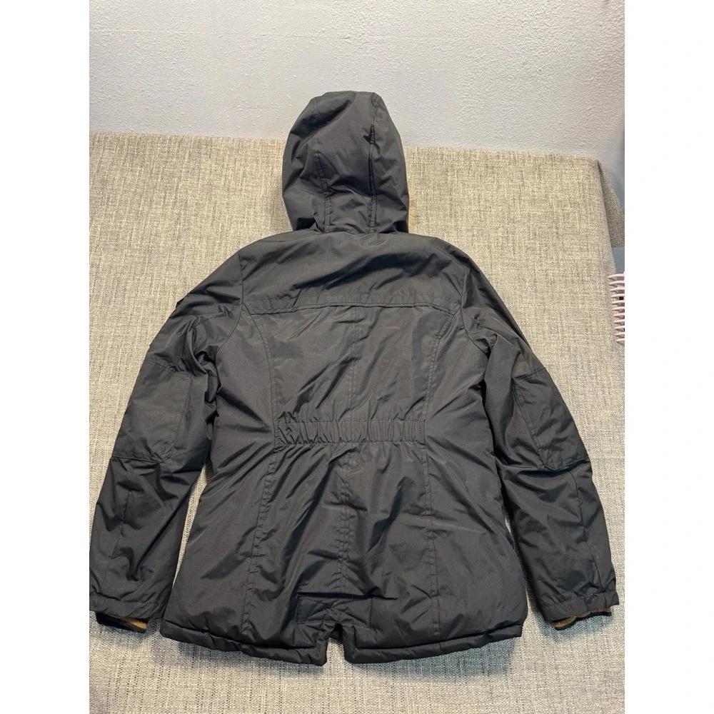 London Fog Down Parka Jacket Womens 10/12 Kids Puffer Hooded Faux‎ Fur